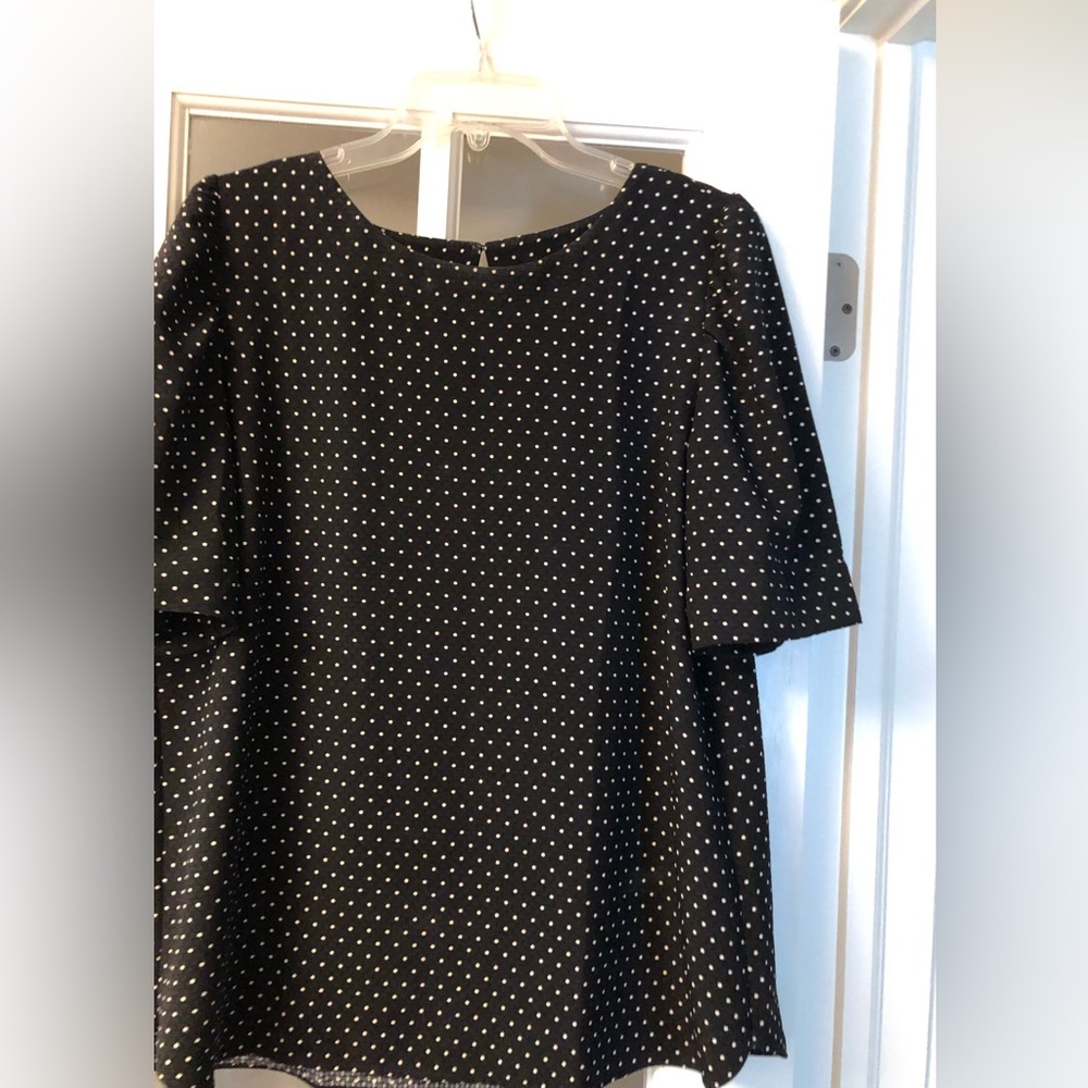 LOFT black and white polka dot shirt size L